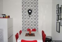 Red Hot Kitchen Design Featuring Fabric Wall Art