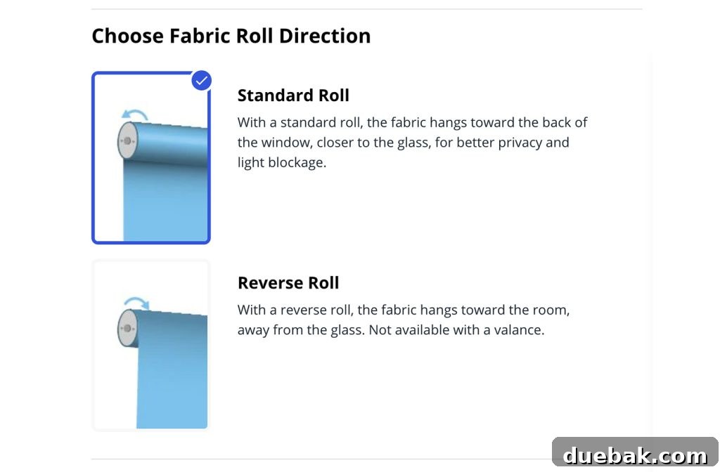 Upgrade Your Home with Smart Motorized Blinds 27 Screenshot Of Bali Blind Order Form With Choosing Fabric Roll Direction Options