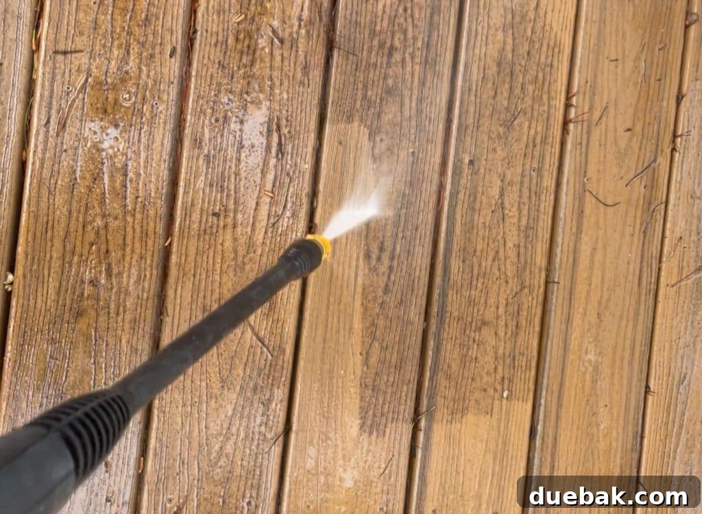 Essential Pressure Washer Tips For First Timers 14 Spraying Trex Deck With Ryobi Electric Pressure Washer