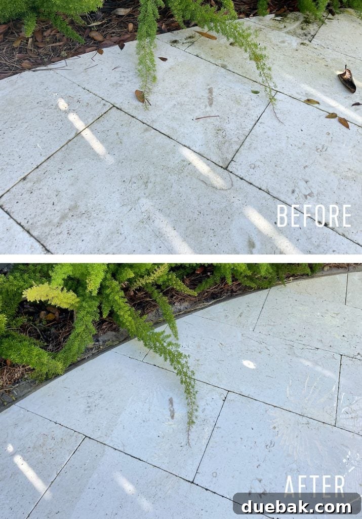 Essential Pressure Washer Tips For First Timers 23 Side by Side Before And After of Pressure Washed Pool Patio Stone