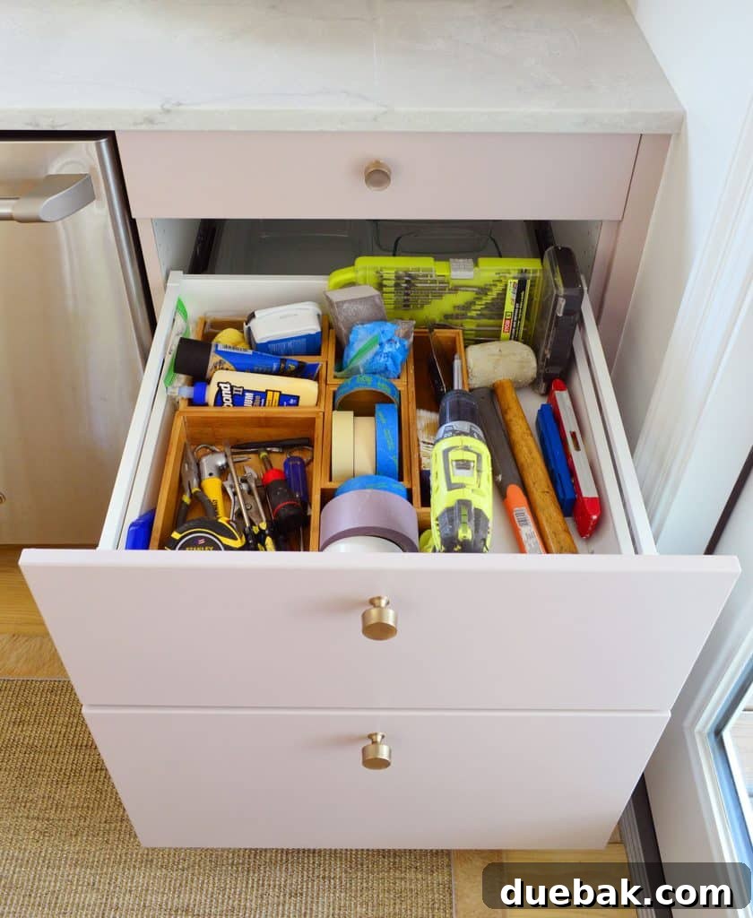 Tools Stored In Ikea Kitchen Cabinet Drawer