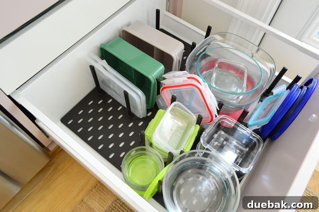 Drawer Organizer For Tupperware And Glass Storage Container