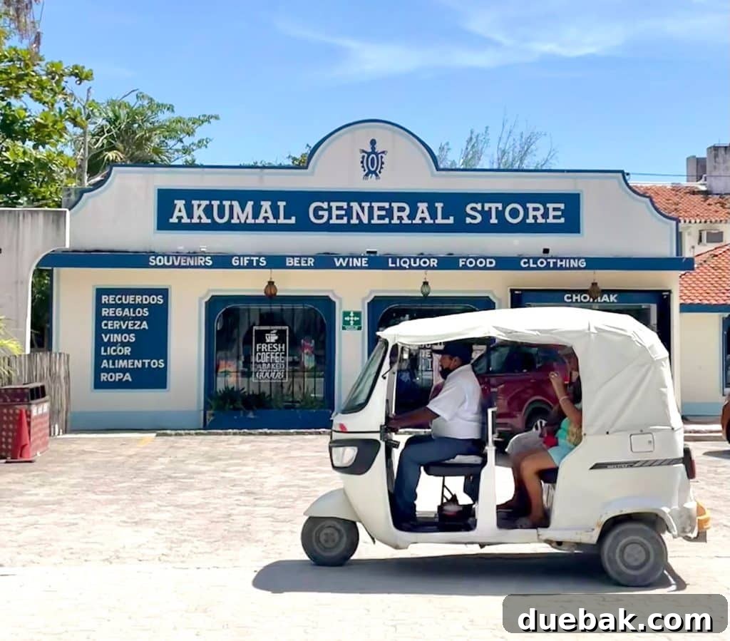 Akumal General Store With Small Taxi In Mexico