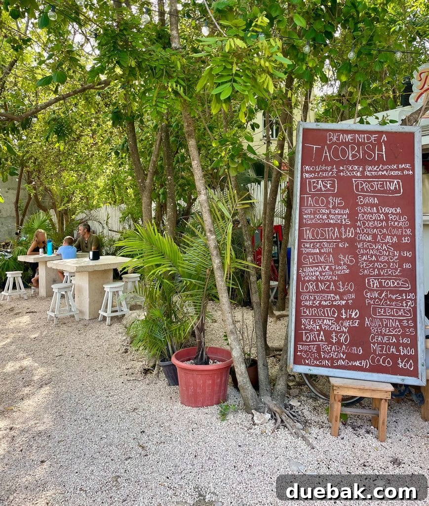 TacoBish Menu In Spanish In Tulum Mexico