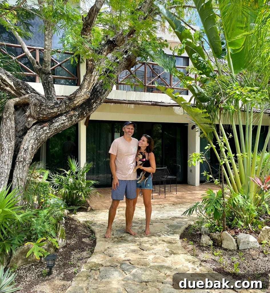 John And Sherry Standing At Arkah Airbnb in Akumal Mexico