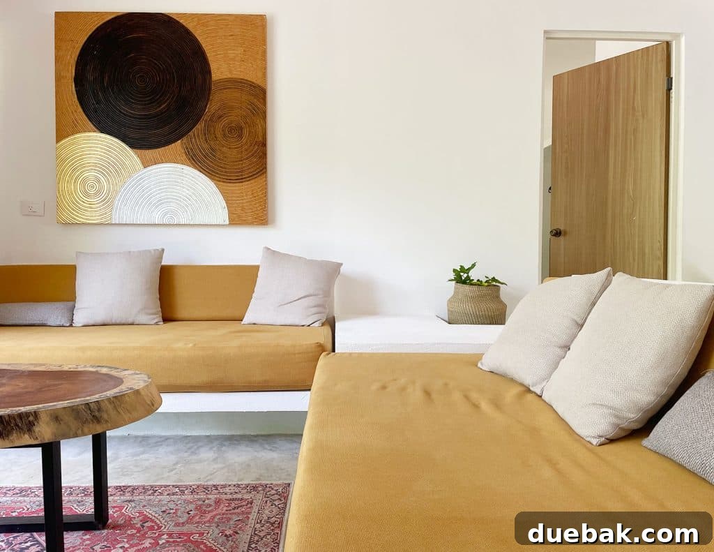 Akumal Airbnb in Mexico With Yellow Lounge Sofas