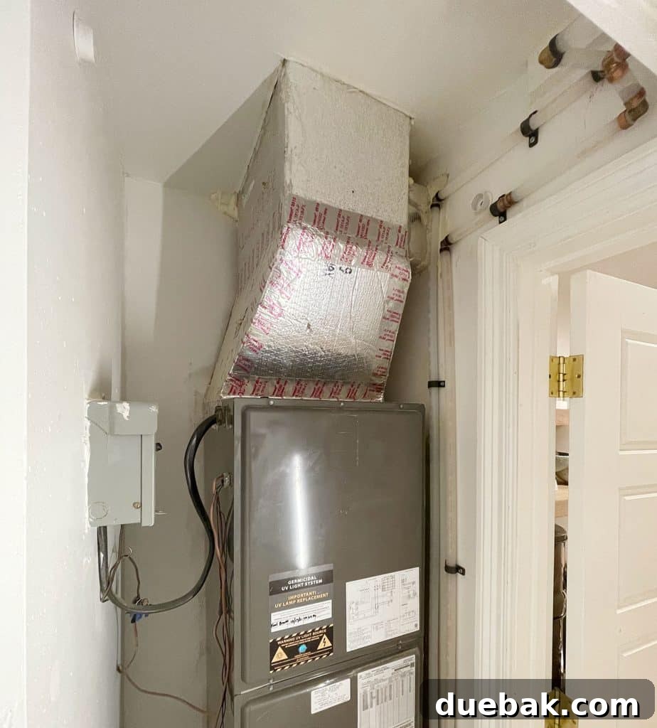Maximizing Your Utility Closet Space 13 View of inside of closet with clean plumbing pipes running behind door molding