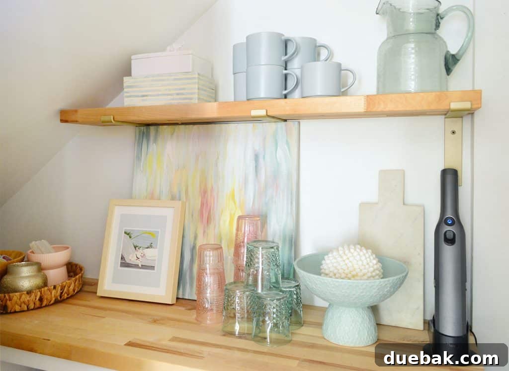 Maximizing Your Utility Closet Space 24 Butcher Block Counter And Matching Floating Shelf In Utility Closet