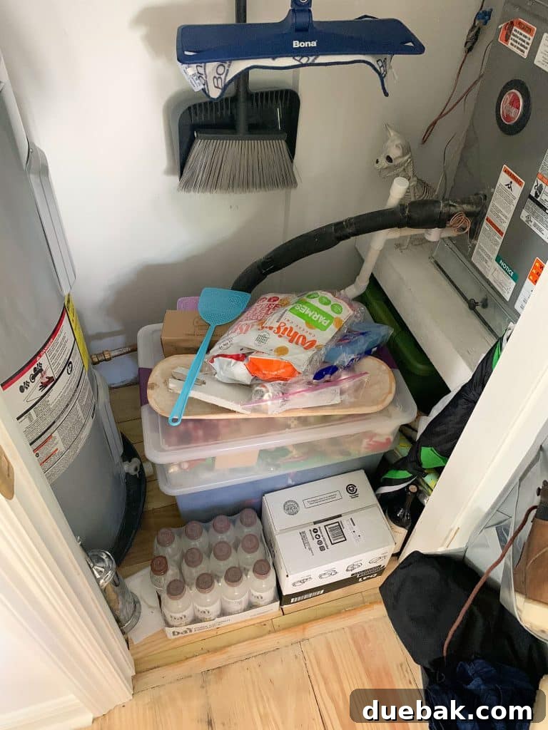 Maximizing Your Utility Closet Space 5 Random Storage Thrown On Floor Of Utility Closet