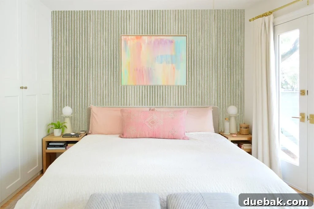 Photo Mock Up Of Wood Slat Wall Behind King Platform Bed