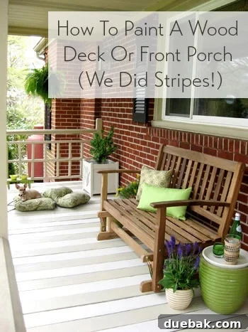 Stylish striped wood deck with fresh paint, before and after makeover