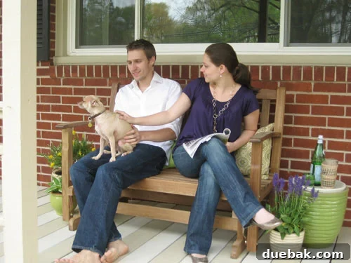 Vote Loud 5 Enjoying the New Front Porch with Our Dog, Burger