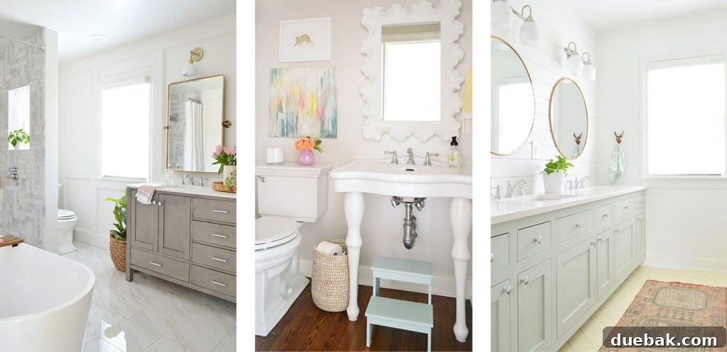 Collage of three bathrooms in previous home