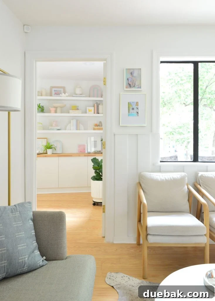 View Through Kitchen At Bedroom with Ikea Floating Shelf Decorative Vignette