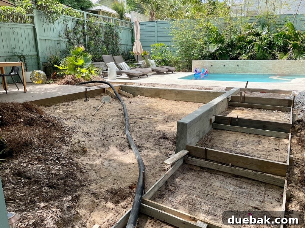 Framed Steps For Backyard Pool Area Before Concrete Paver Pouring