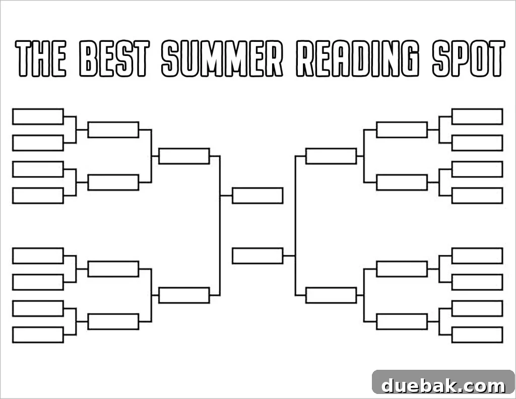 Best Summer Reading Spot Bracket Kids Printable Without Times - Simple Version