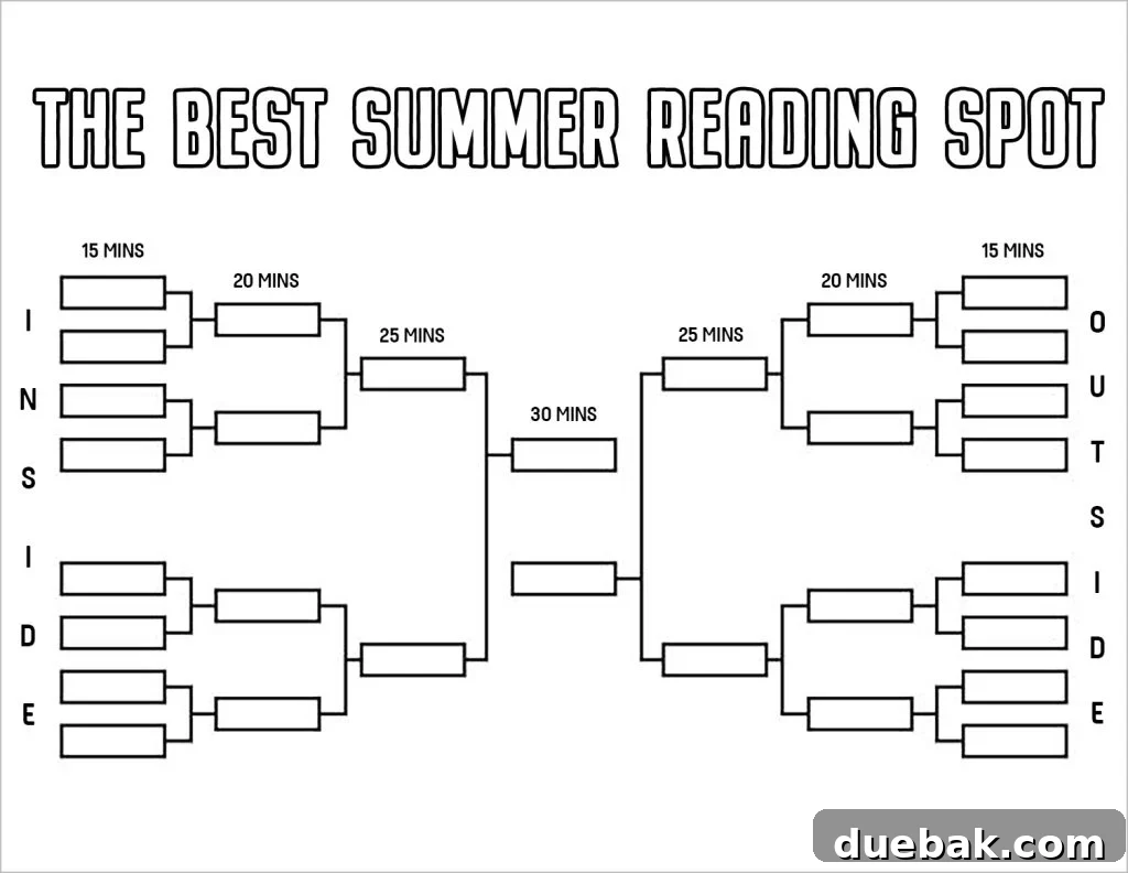 Best Summer Reading Spot Bracket Kids Printable With Times - Advanced Version