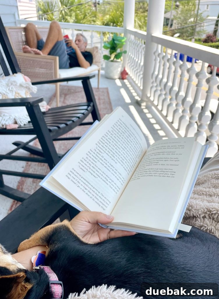 John And Sherry Reading On Porch of Airbnb In Charleston South Carolina