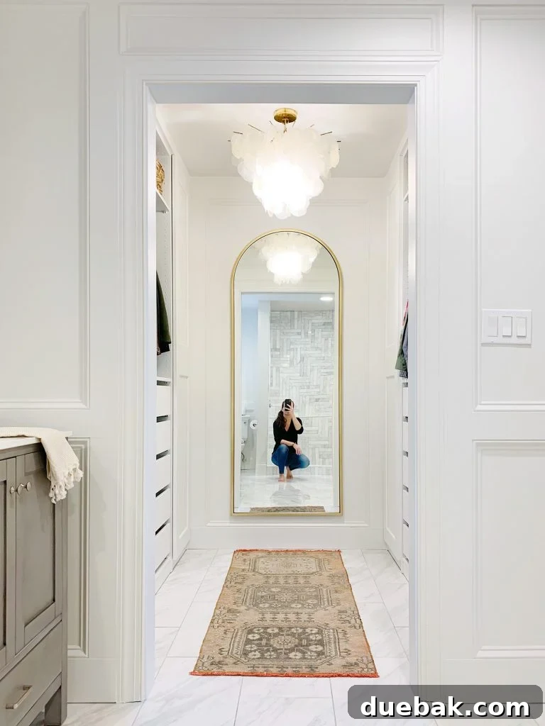 Sherry Selfie In Arched Brass Mirror In Master Closet
