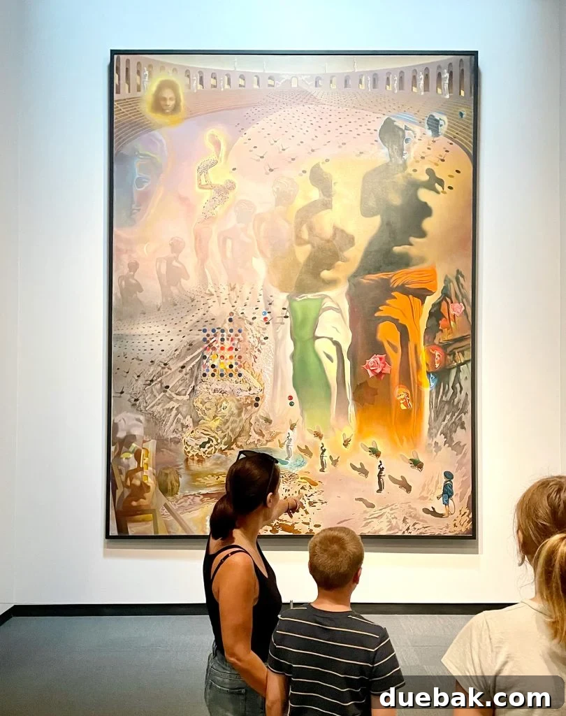 Close-up of 'The Hallucinogenic Toreador' painting by Salvador Dalí, showcasing its intricate details.
