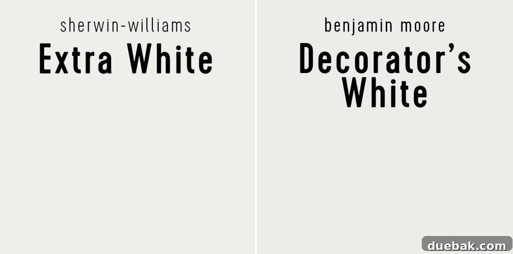 Sherwin Williams Extra White vs Benjamin Moore Decorators White