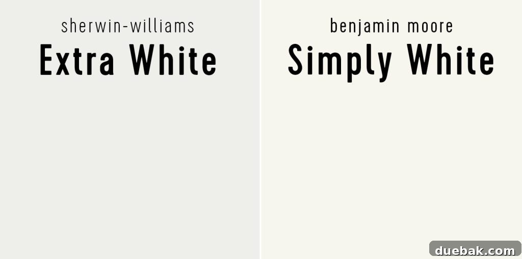 Sherwin Williams Extra White vs Benjamin Moore Simply White