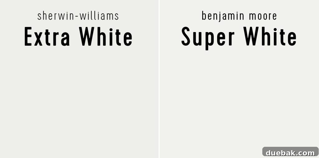Sherwin Williams Extra White vs Benjamin Moore Super White
