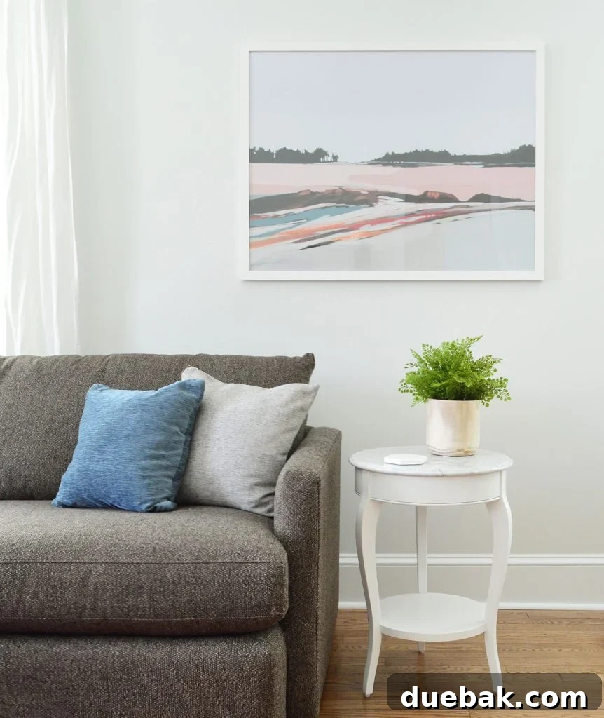Simply Living Room Image With Couch Side Table Spare White Walls Extra White Trim