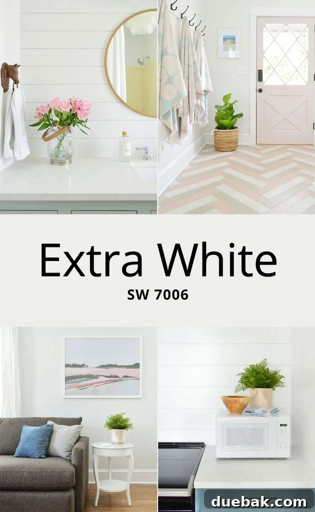 Sherwin Williams Extra White SW 7006 Photo Collage In Several Spaces