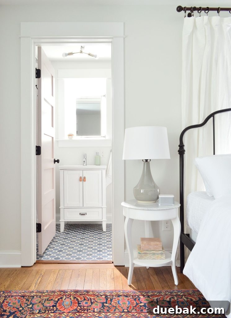 Traditional Bedroom With Iron Bed Spare White Walls Extra White Trim