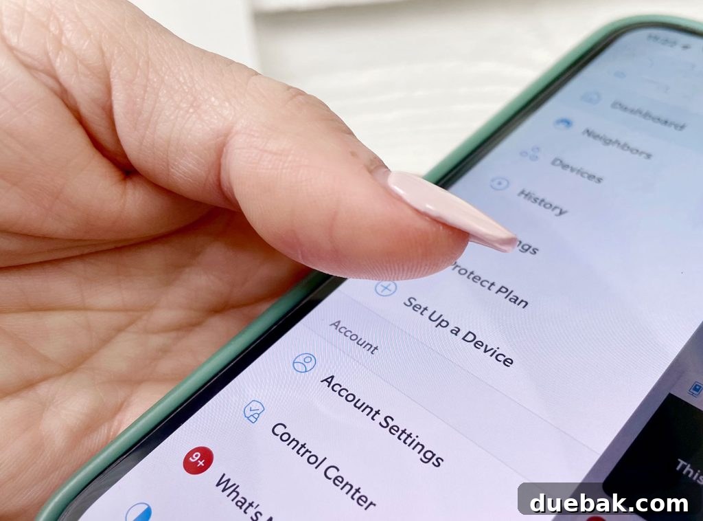 Ring Doorbell Setup Simplified in Five Steps 6 Screenshot of pressing 'Set Up a Device' in the Ring iPhone app menu