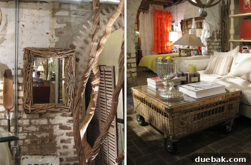 Savannah Decor Inspiration: Driftwood Mirror & Basket Coffee Table DIY Driftwood framed mirror and basket coffee table with casters at The Paris Market, Savannah