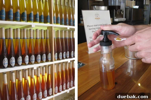 Gourmet Honey & Tasting Experience at Savannah Bee Company Inside The Savannah Bee Company, showing rows of gourmet honey and tasting bar