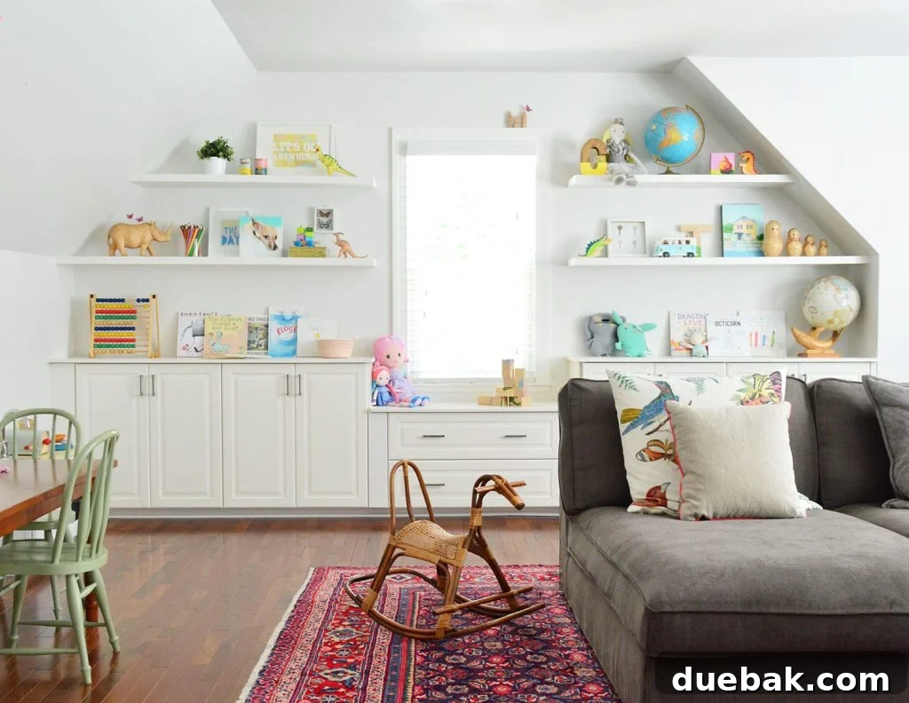Crafting Custom Built-In Cabinetry 2 Stunning built-in cabinets with integrated floating shelves surrounding a window niche, providing stylish storage in a bonus room