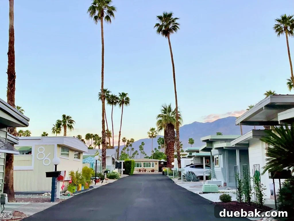 Stylish Mobile Home Neighborhood In Palm Springs California - Mid-Century Modern Charm