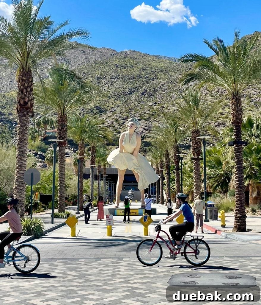 Marilyn Monroe Statue At Palm Springs Art Museum With Bikes In Foreground - Cultural Highlight