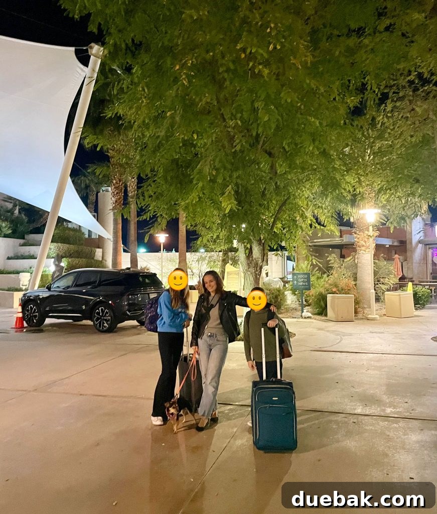 Family at Palm Spring Airport Early Morning Outside - Stress-Free Travel