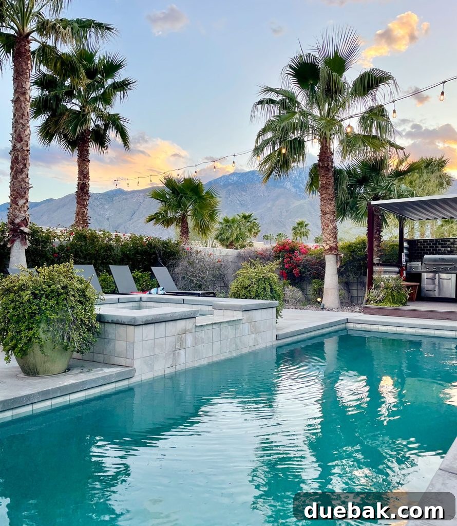 Pool at Palm Springs Airbnb With Mountains In Background - A Stunning Private Oasis