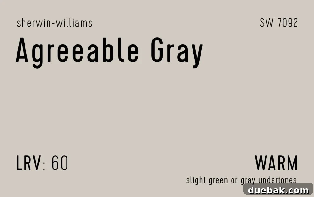 Sherwin Williams Agreeable Gray Information Swatch - A universally loved, versatile greige.