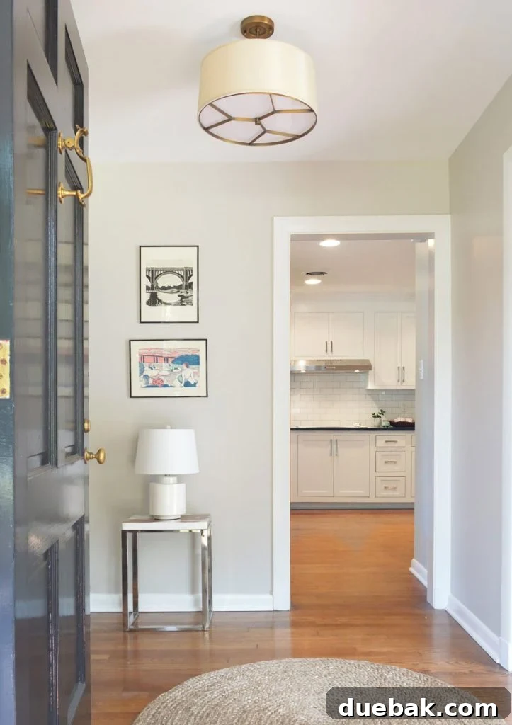 Foyer With Sherwin Williams Agreeable Gray Walls - A welcoming and versatile greige backdrop.