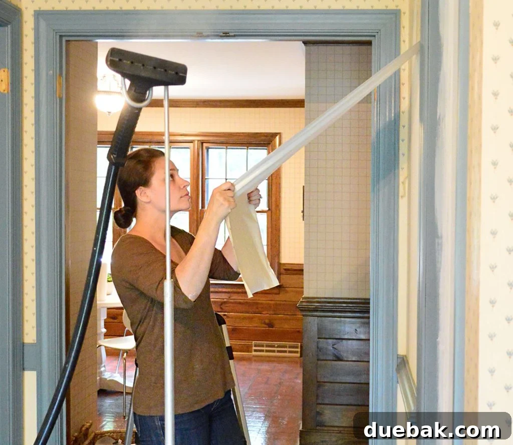 Sherry Removing Wallpaper Panel In Foyer