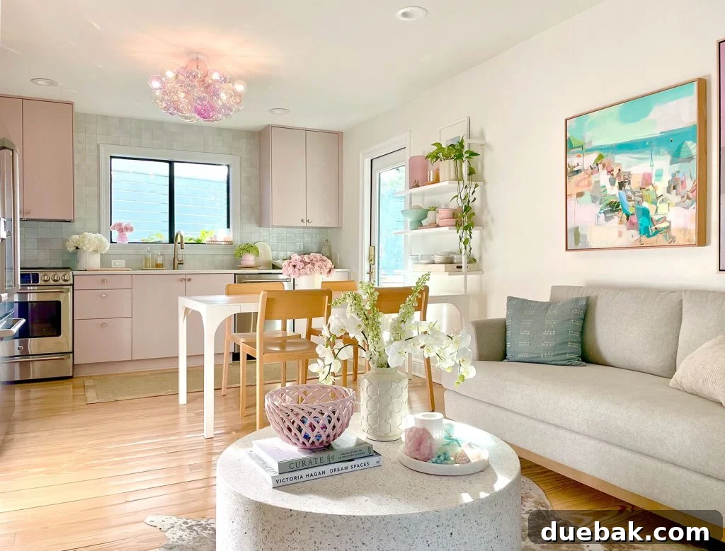 Our Cozy Kitchen-Living Nook 7 Small Ikea Kitchen With Loveseat Seating Area And Mauve Cabinets