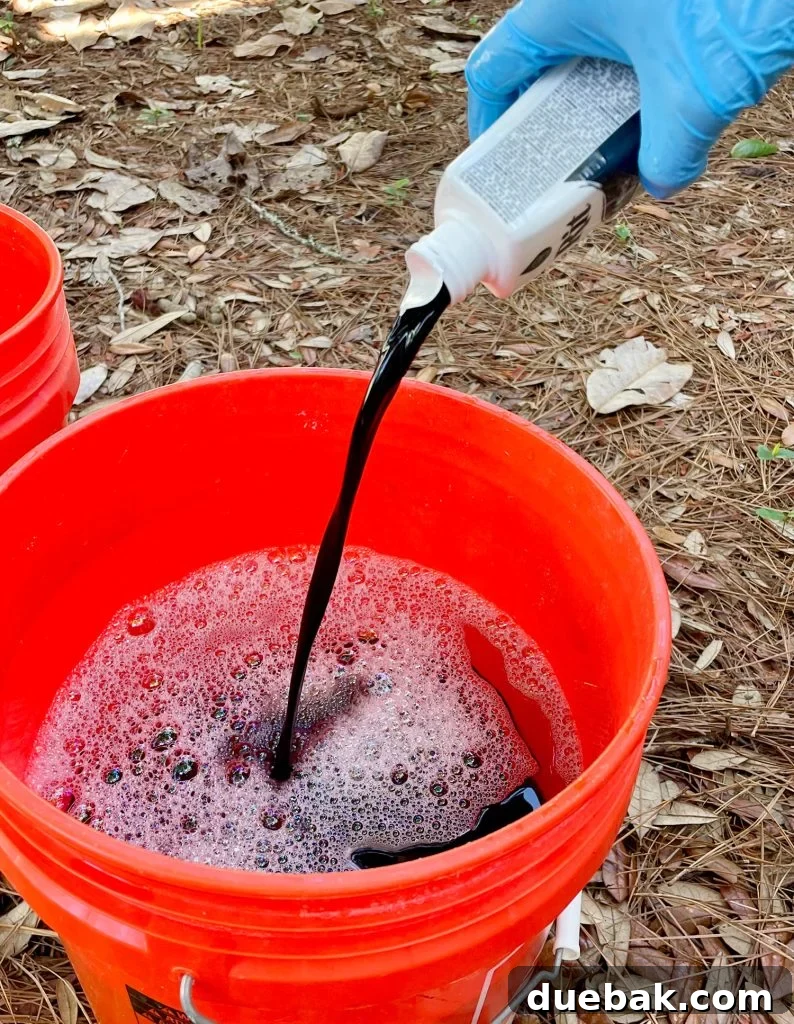 Mastering Fabric Dyeing at Home 10 Pouring Bottle Of Black Rit Fabric Dye Into Hot Water Bucket
