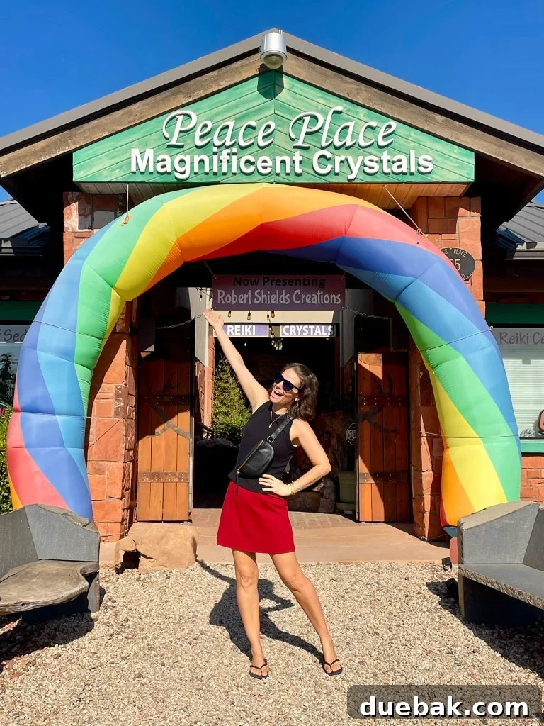Sedona Sisterhood Sojourn 27 Sherry Outside Peace Place Magnificent Crystals In Sedona Arizona
