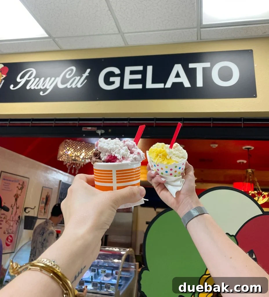 Sedona Sisterhood Sojourn 30 Two Arms Holding Gelato at PussyCat Gelato In Arizona