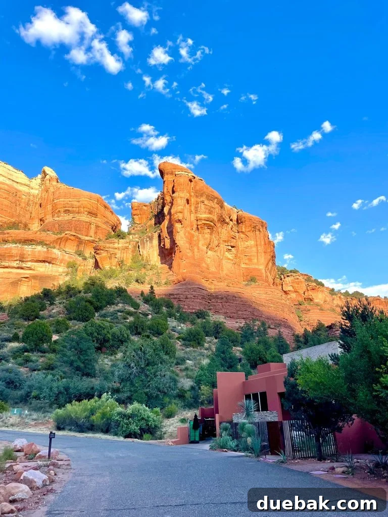 Sedona Sisterhood Sojourn 8 View Of Red Rock Mountains Beyond Road In Sedona Arizona