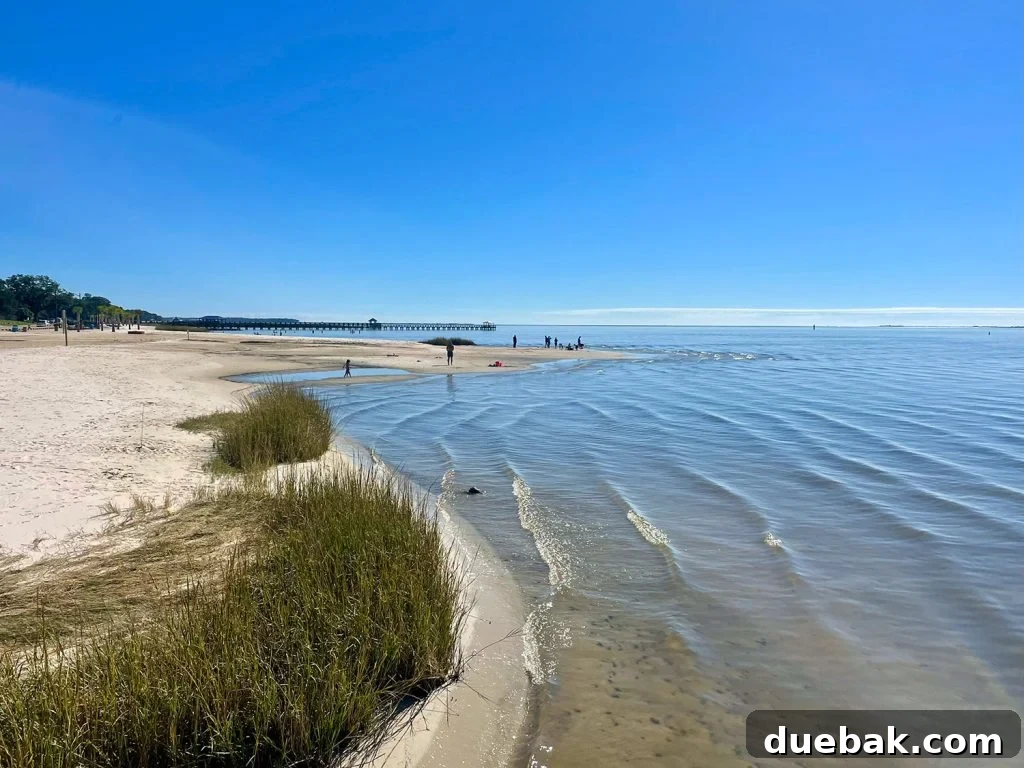 Flat Bay Waters at Beach In Ocean Springs Mississippi