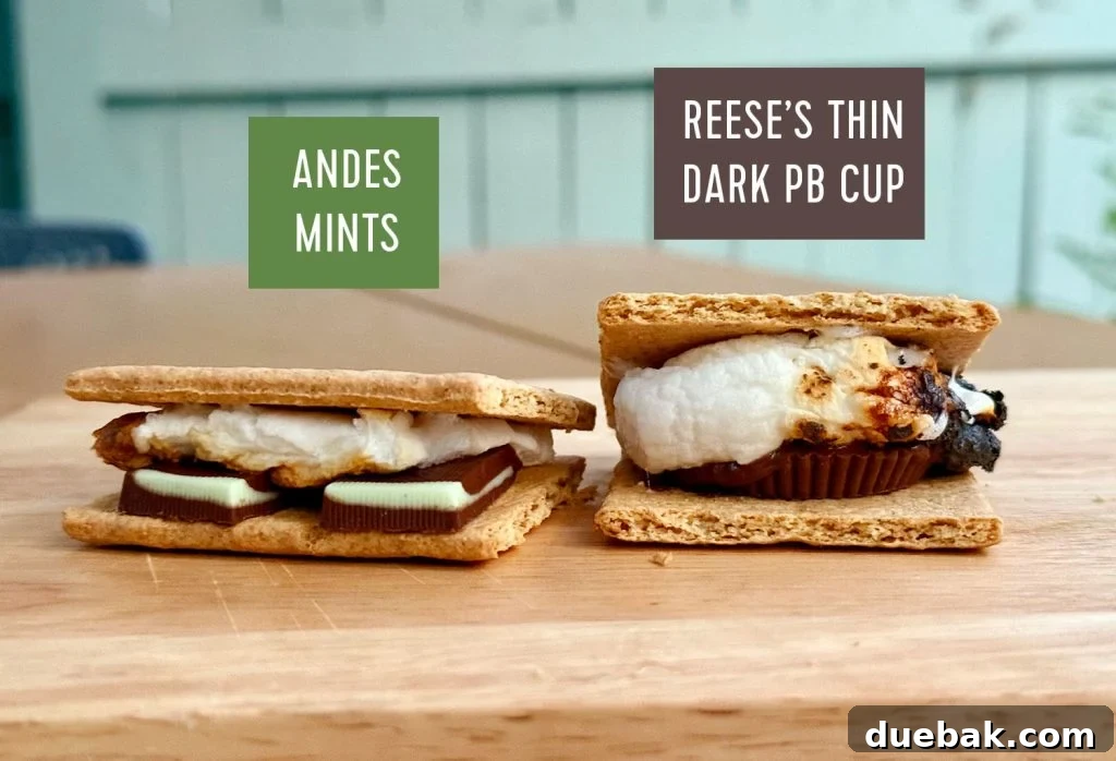 Upgraded Smores With Andes Mints and Reeses Thin Dark Peanut Butter Cup