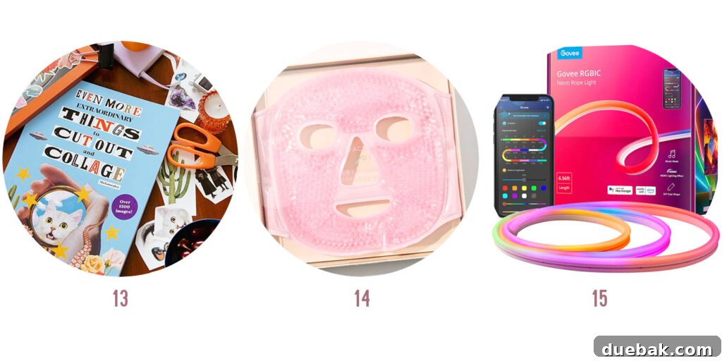 Your 2025 Holiday Gift Guide for All Ages and Budget Friendly Presents Under 15 Dollars 17 Next 3 Kids & Teens Gifts: Collage Books, Cooling Face Mask, Programmable Rope Light