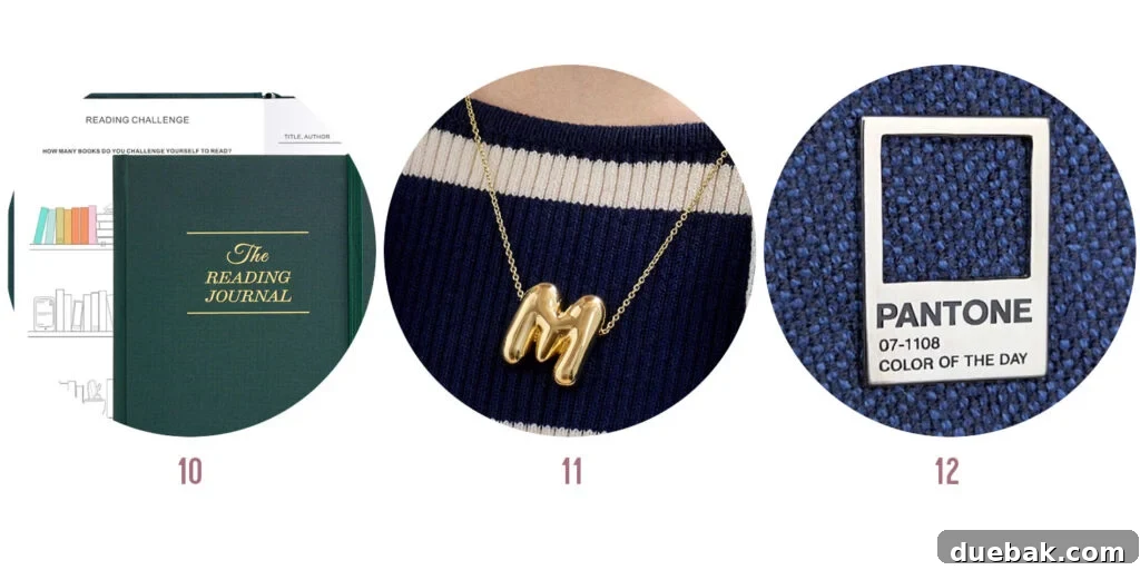 Your 2025 Holiday Gift Guide for All Ages and Budget Friendly Presents Under 15 Dollars 24 Next 3 Affordable Gifts: Reading Journal, Bubble Initial Necklace, 'Color of the Day' Pin